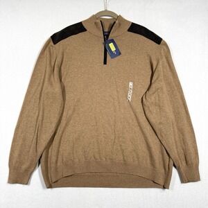 Roundtree and Yorke Sweater Mens XL 1/4 Zip Pullover Military Shoulder Patch NWT